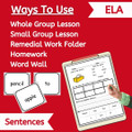 Back to School Sentence Scramble Worksheets 3 - 7 Word Sentences w/ Flash Cards