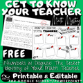 FREE Back To School Get To Know Your Teacher Math Mystery Editable Template