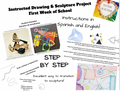 1st Day/Week of Art Drawing & Sculpture Project w Spanish & English Instructions
