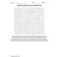 Lighting Design and Applications Vocabulary Word Search
