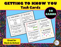 Getting to Know You Task Cards | All About Me