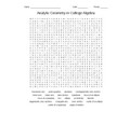 Analytic Geometry in College Algebra Vocabulary Word Search