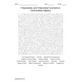 Polynomials and Polynomial Functions in Intermediate Algebra Word Search