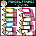 Pencil Frames Cliparts | Pencil Labels Clip art | Pencil Name Tags Clipart