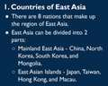 East Asia Basic Facts Notes