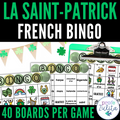 French St. Patrick's Day La Saint-Patrick Activity BINGO Games