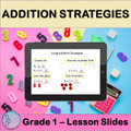 Addition Strategies | PowerPoint Lesson Slides First Grade Number Line Adding