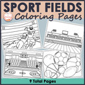 Sport Fields and Events Coloring Pages | Soccer and Football Games in Stadiums