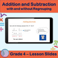 Addition and Subtraction with and without Regrouping | 4th Grade Lesson slides