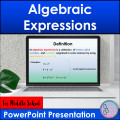 Algebraic expressions PowerPoint Presentation Lesson Middle School Algebra