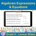 Algebraic Expressions and Equations | 5th Grade PowerPoint Lesson Slides