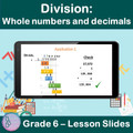 Division: Whole numbers and decimals | 6th Grade PowerPoint Lesson Slides