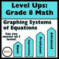 Level Ups: Math Graphing Systems of Equations 8th Grade Math
