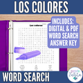 Spanish Colors Vocab Word Search - los colores búsqueda de palabras activity