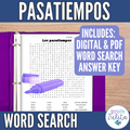 Spanish Hobby Vocabulary Word Search - pasatiempos búsqueda de palabras activity