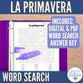 Spanish Spring Vocabulary Word Search - primavera búsqueda de palabras activity