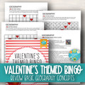 Geography: Valentine's Bingo Geography Review Trivia Game