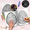 Easter Coloring, Flowers & Mandala Eggs Coloring Pages, Kids & Adults Easy to Challenging Styles
