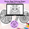 Easter Coloring, Flowers & Mandala Eggs Coloring Pages, Kids & Adults Easy to Challenging Styles