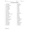 Recreational Activities Spanish Matching Quiz or Worksheet