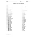 Clothes and Accessories Spanish Matching Quiz or Worksheet