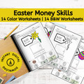 Easter Math Worksheets, Identifying, Counting Coins and US Currency Worksheets