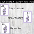 ASL Alphabet Letters American Sign Language Posters for Classrooms Pastel Colors