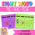 Sight Word Tic-Tac-Toe- Fun Phonics, Centers, Activities