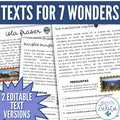 7 Wonders of Australia Spanish Culture & Geography Reading Passages + Activities