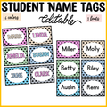 Printable Colorful Student Name Labels, Editable Classroom Labels