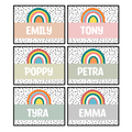 Printable Boho Neutral Spotty Rainbow Student Name Labels, Editable Name Tags