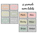 Printable Spotty Boho Neutral Student Name Labels, Editable Classroom Labels