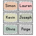 Printable Spotty Boho Neutral Student Name Labels, Editable Classroom Labels