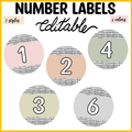Printable Boho NeutraL Classroom Calendar Labels, Editable Number Labels