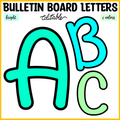 Printable Blue and Green Bulletin Board Letters, Editable Bright Letters