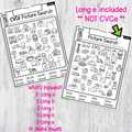 CVCe Long Vowels Phonics Picture Search I Spy Read and Find Worksheet Puzzles