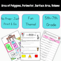 6th Grade Geometry Math Project - Area, Perimeter, Surface Area, Volume