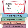 Ramona the Brave Novel Study