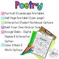 Elements of Poetry Anchor Charts & Interactive Notebook Pages