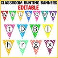 Printable Polka Dots Bunting Banners, Editable Classroom Bunting Banners, Decor