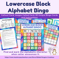 Lowercase Alphabet Bingo Cards with Block Letters Game - 5x5