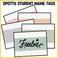 Free Printable Dotty Students Name Labels, Name Plates, Classroom labels