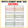 Free Printable Dotty Students Name Labels, Name Plates, Classroom labels