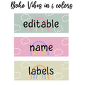 Printable Rainbow Name Labels, Student Name tags, Editable Labels