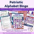 Alphabet Bingo Cards with Patriotic Letters Activity Game - 5x5