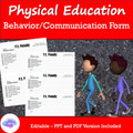 FREE - PE Behavior Form - Physical Education Behavior Communication Form