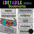 Editable Bookmarks | Mandala Coloring Name Bookmarks | Back to School