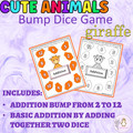 Addition and Subtraction Bump Game Cute Animals-GIRAFFE Math Dice Game
