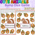 Addition and Subtraction Bump Game Cute Animals-XERUS Math Dice Game