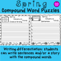 Writing templates included for lesson extension. Students write sentences or a story using the compound words.